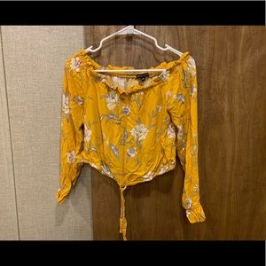 Kendall & Kylie Off-The-Shoulder Crop Long Sleeve